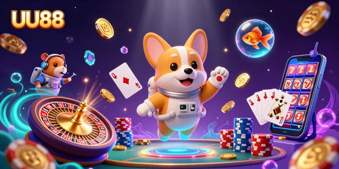 Engage with UU88's exciting space-themed casino featuring animated characters and games.