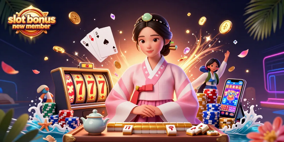 Experience the excitement of slot bonus new member offers with vibrant casino elements and a lucky atmosphere.