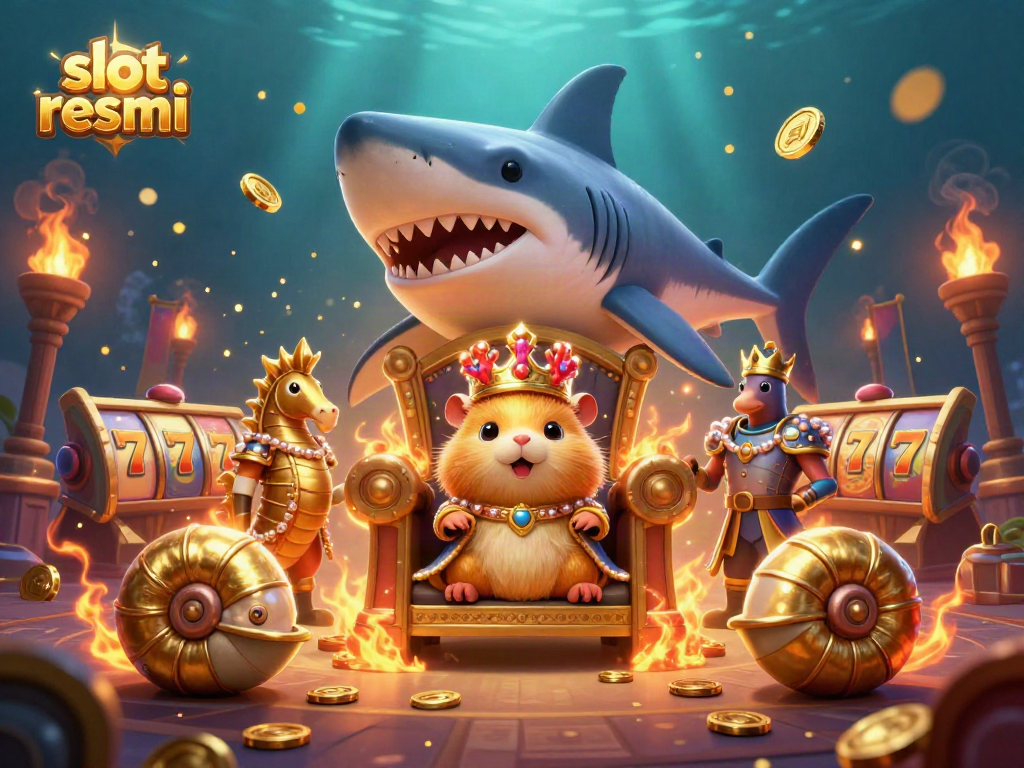 Engage with slot resmi featuring a golden hamster king throne and dynamic casino elements.