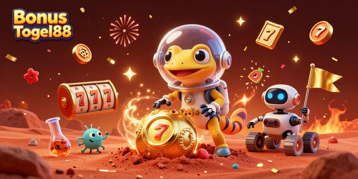 Join the excitement with Bonus Togel88 as Martian gecko discovers a magical casino filled with jackpots and treasures.