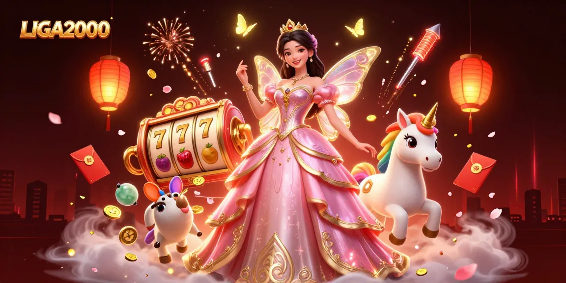 Putar untuk menang dengan slot LIGA2000 yang cerah, menampilkan putri glamor dan unicorn ajaib.