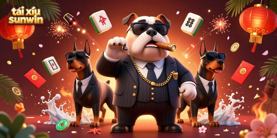 Engage with tài xỉu sunwin in this rich 3D digital illustration of a mafia boss and his bodyguards.