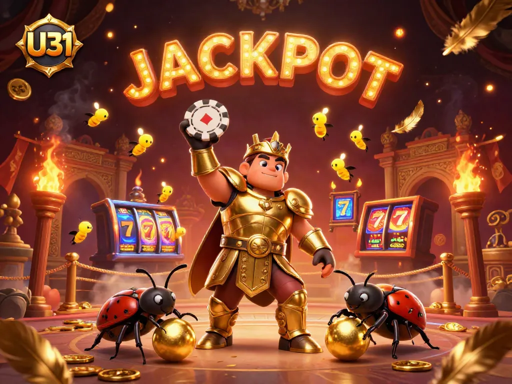 Celebrate wins at U31 Casino with a vibrant scene of victory and excitement in a dynamic backdrop.