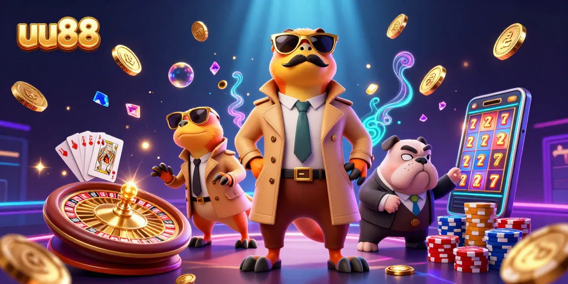 uu88 players engaging with exciting casino games in a vibrant dynamic scene