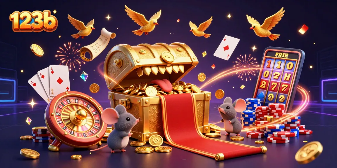 Join 123b's thrilling slot adventure with a treasure chest lure and exciting gaming elements.