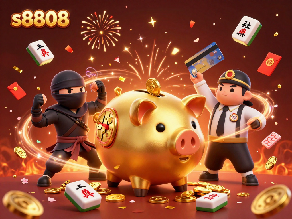 Experience thrilling wins at s8808 with dynamic golden piggy bank and action-packed gaming elements.