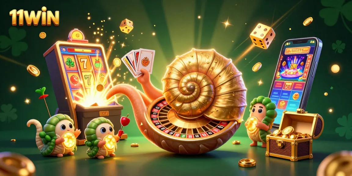 Spin to win big with 11WIN in this vibrant 3D casino scene filled with thrilling game elements.