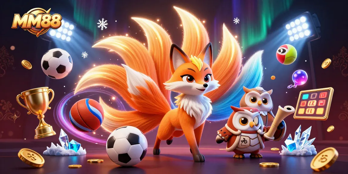 Experience an exciting MM88 gaming scene with vibrant spirits and dynamic sports elements.