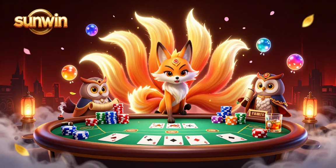 Experience dynamic poker action with the sunwin nine-tailed fox spirit and wise owl sage