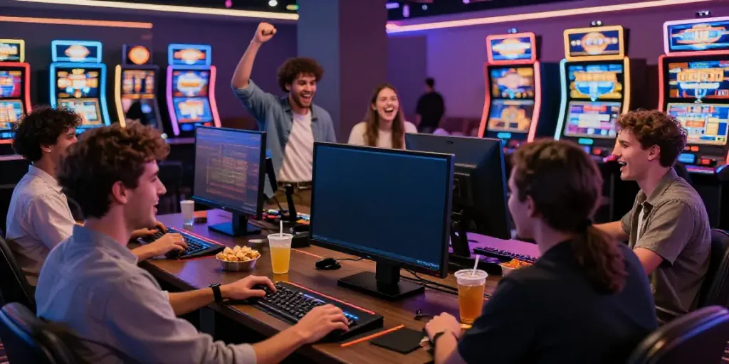 Dewalive Resmi gaming experience with friends in an immersive online casino atmosphere.