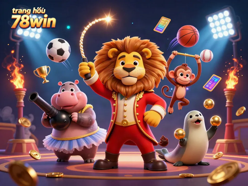 Experience the excitement of online gaming at trang chủ 78win with vibrant casino characters and dynamic sports elements.