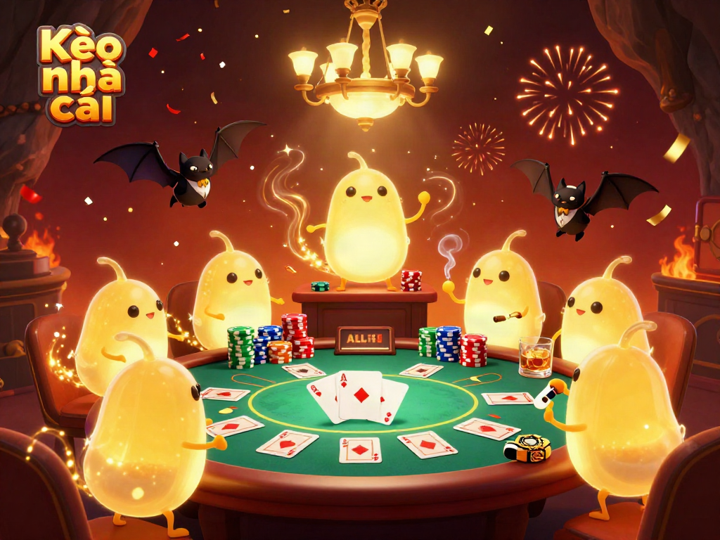 Experience Kèo nhà cái with a lively 3D casino scene featuring glowworms and a bat dealer.