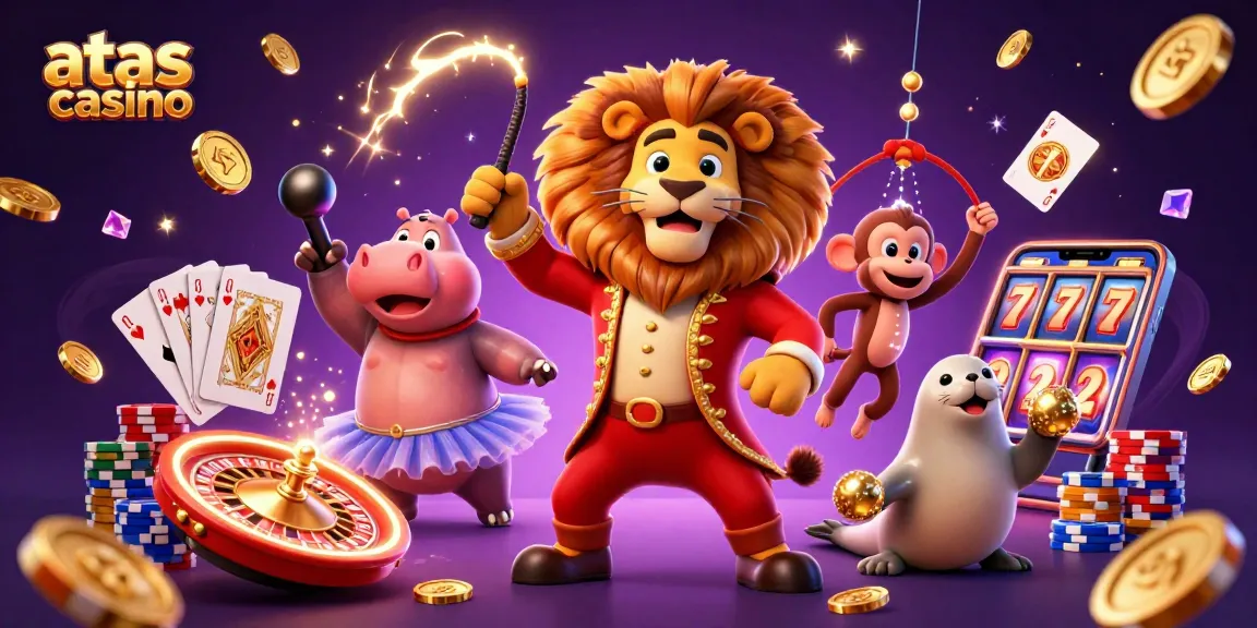 Experience thrilling action at atas casino with vibrant 3D characters amidst gold coins and card games.