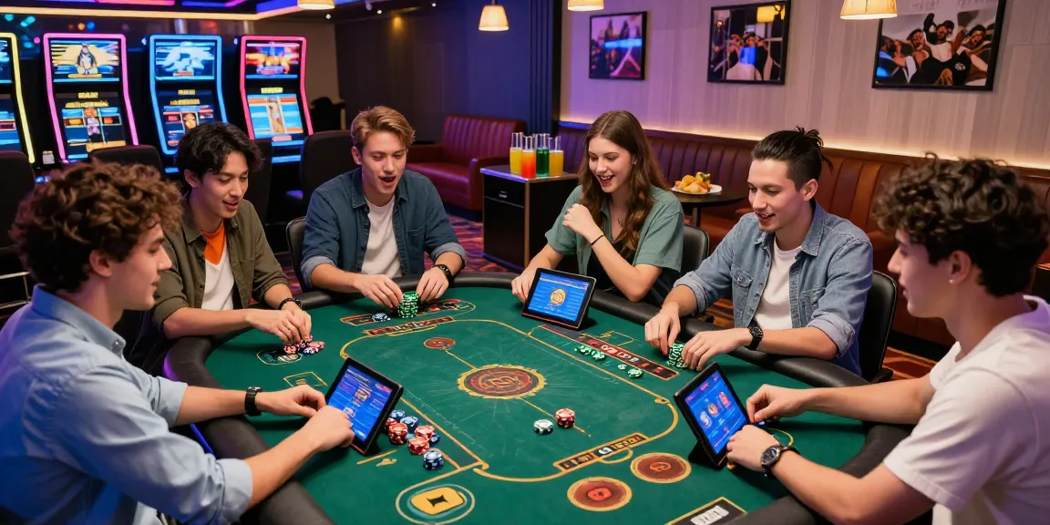 Players enjoying a lively game at F168 COM casino with vibrant atmosphere and digital displays.