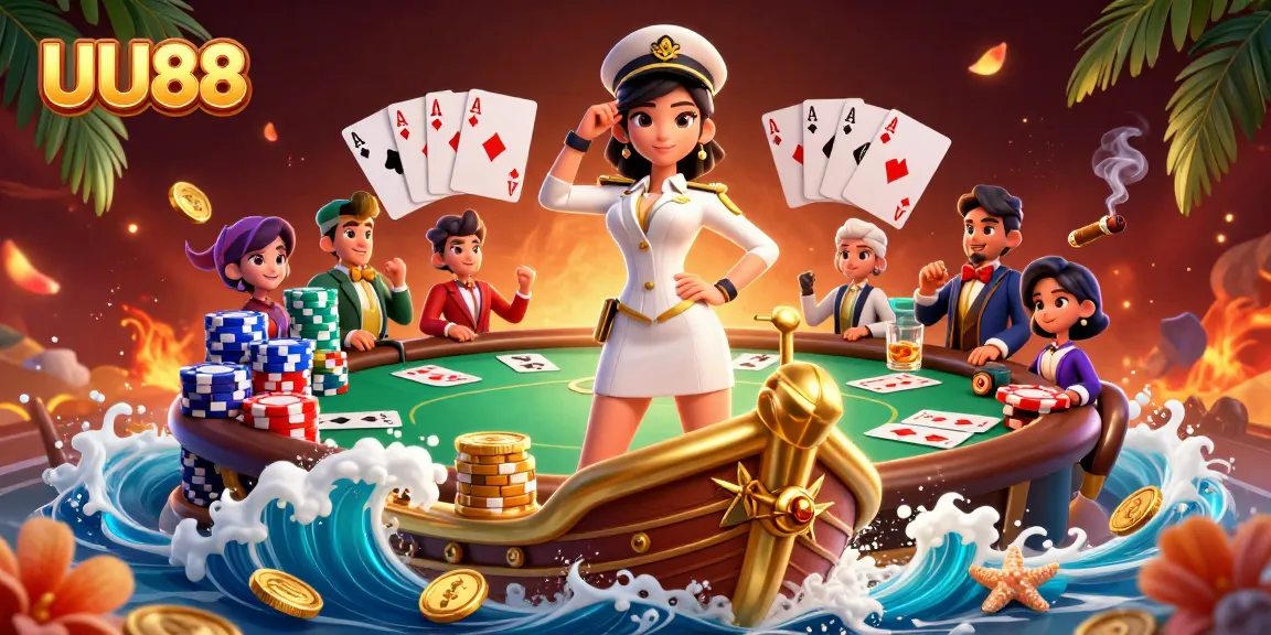 UU88 invites players to enjoy poker on a golden ship surrounded by riches and excitement.