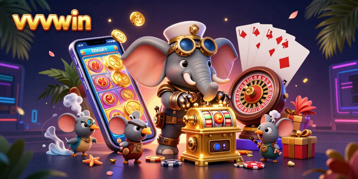 Engage with the unique vvvwin experience through this vibrant 3D casino-themed illustration.