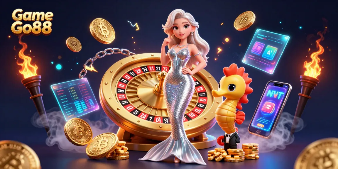 Engage in Game Go88 with stunning visuals of a mermaid and a seahorse at a roulette wheel.