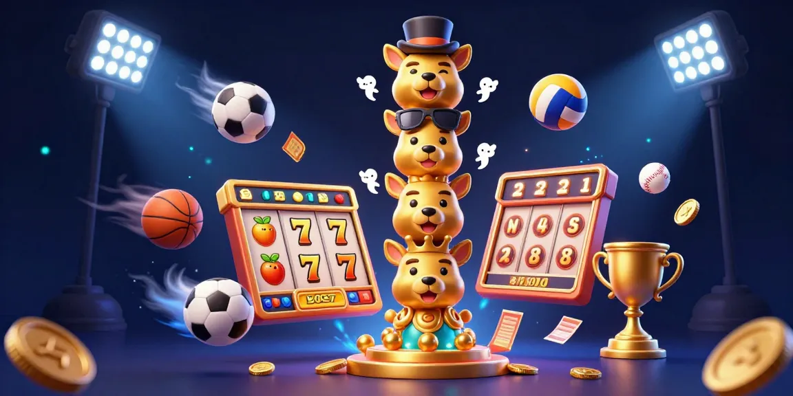 Experience the thrill of 98win with vivid slots and dynamic sports elements in this 3D casino illustration.