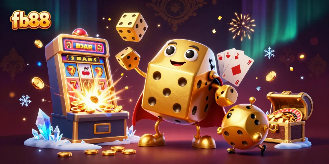 Experience vibrant gaming action at fb88 with dynamic golden dice characters and explosive slot machines.