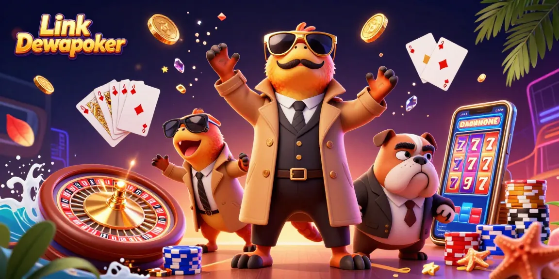 Experience the thrills at Link Dewapoker with raptors entering a VIP casino lounge surrounded by shimmering treasures.