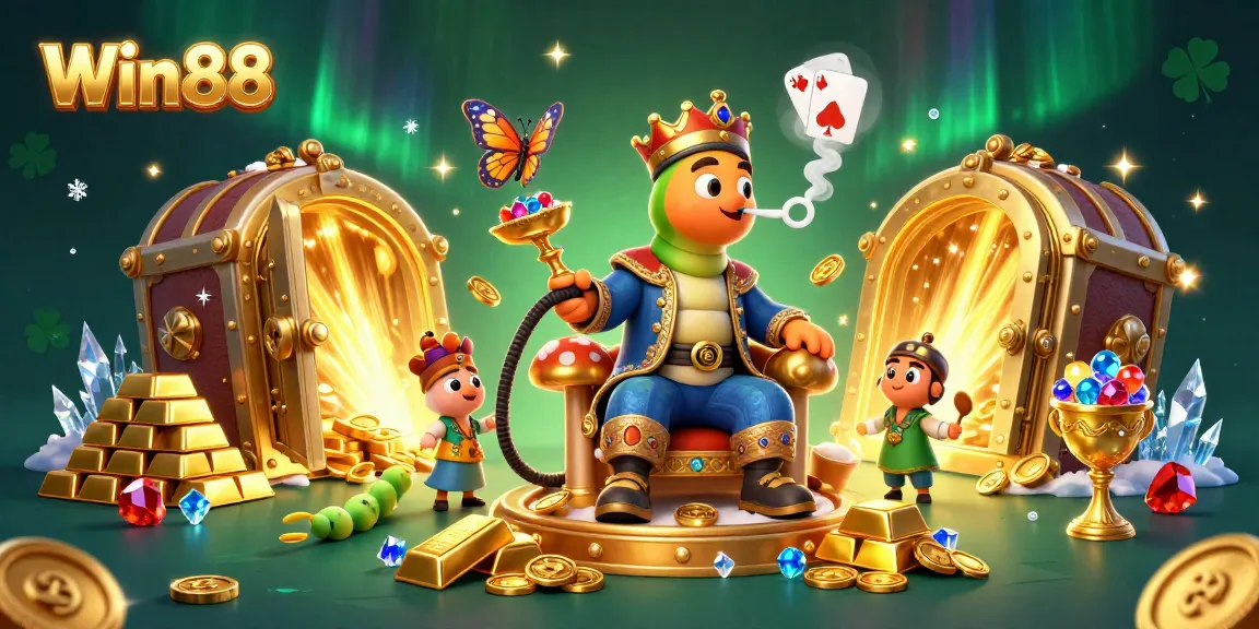 Experience thrilling gaming at Win88 with vibrant casino-themed 3D illustration.