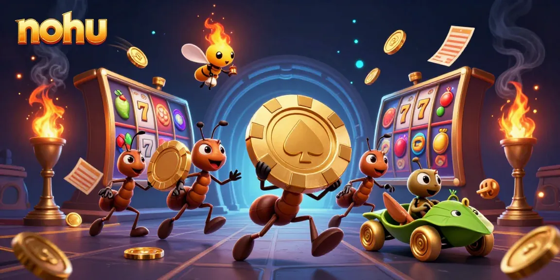 Nohu players strategizing and winning big, showcasing thrilling slot gameplay with dynamic elements.