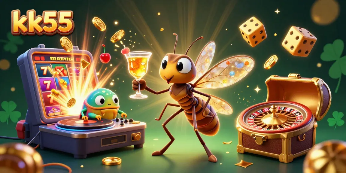 Experience thrilling games at kk55 with lively characters and vibrant casino elements exploding with excitement.