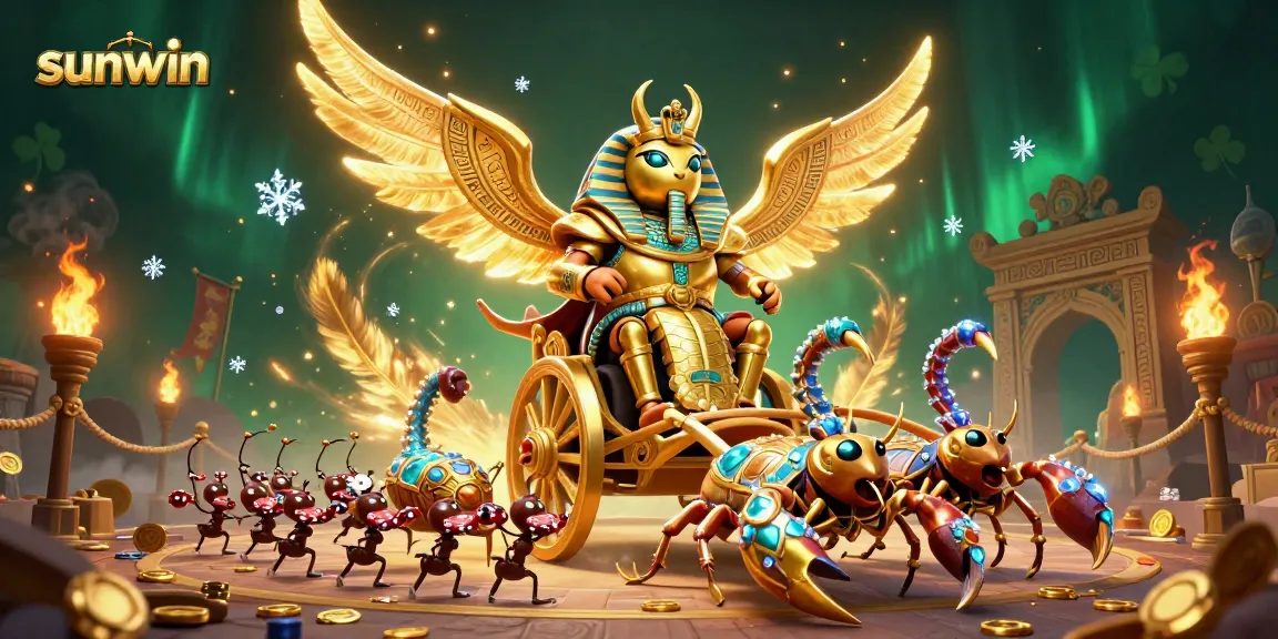 Experience thrilling betting at Sunwin with a golden beetle and scorpions in an epic casino setting.