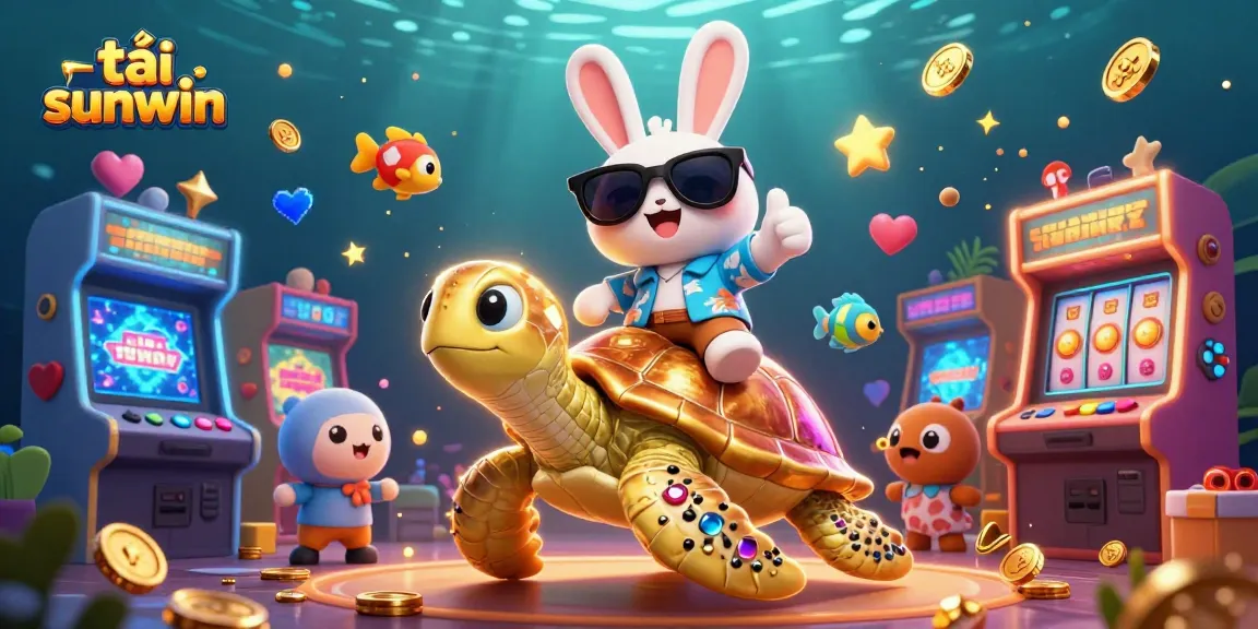 Experience the fun of tải sunwin with a vibrant 3D scene featuring a lucky rabbit and golden turtle!