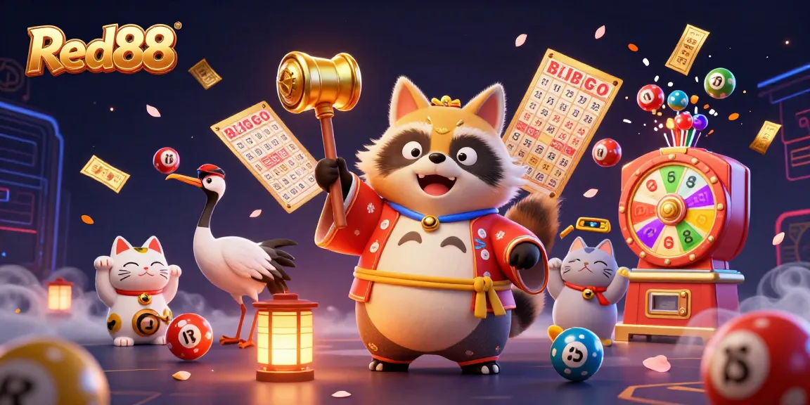 Experience the vibrant casino excitement at Red88 with cheerful characters and dynamic game elements.