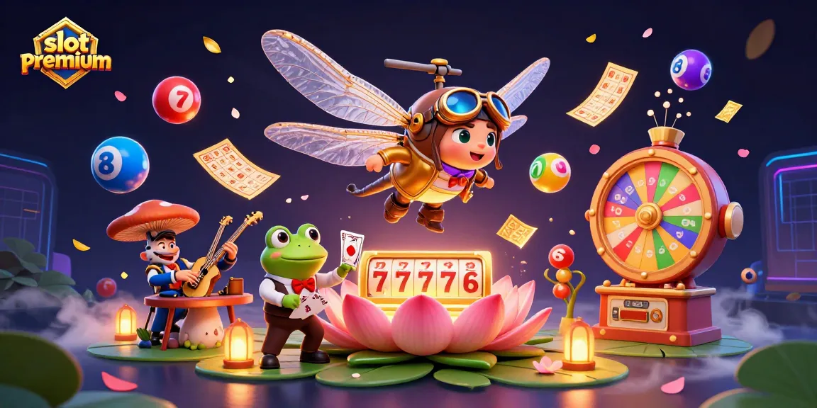 Experience thrilling gameplay in slot premium with cartoon dragonfly pilot and engaging casino scenes.