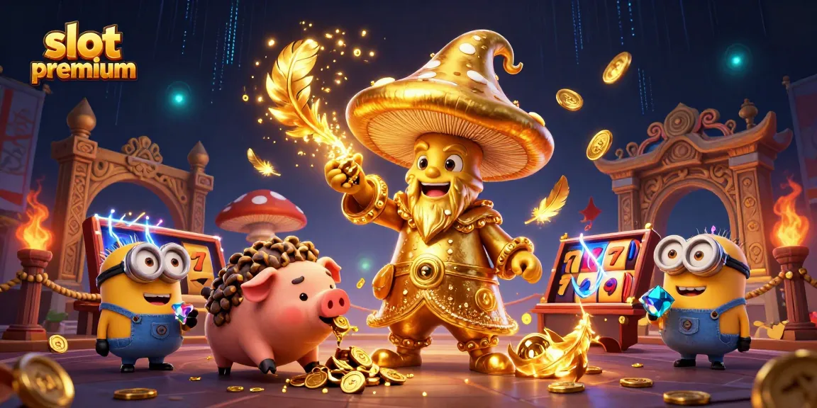 Experience the magic of slot premium in this 3D illustration filled with golden treasures and fun.